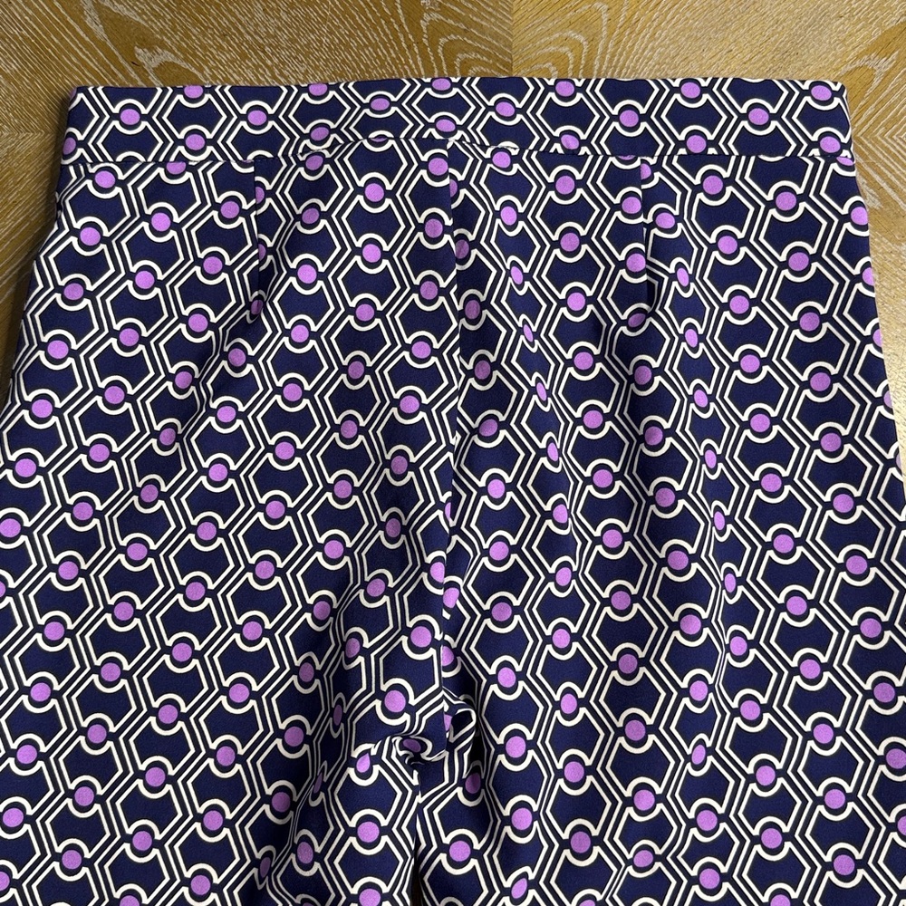ZARA Geometric Purple Print Crop Flare Pant L - Picture 7 of 11